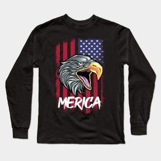 Eagle Merica American Flag 4th of July Independence Day Long Sleeve T-Shirt